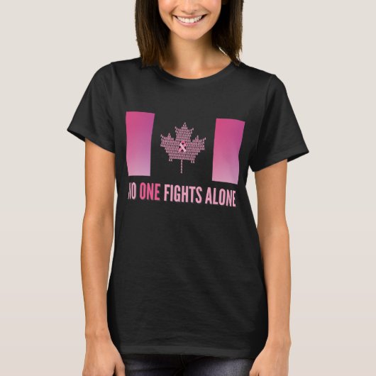 Canadian Flag Breast Cancer Awareness T-shirt (Voorkant)
