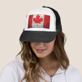 Canadian Flag Brick Wall Canada Maple Hat Trucker Pet (In situ)