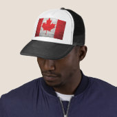 Canadian Flag Brick Wall Canada Maple Hat Trucker Pet (In situ)
