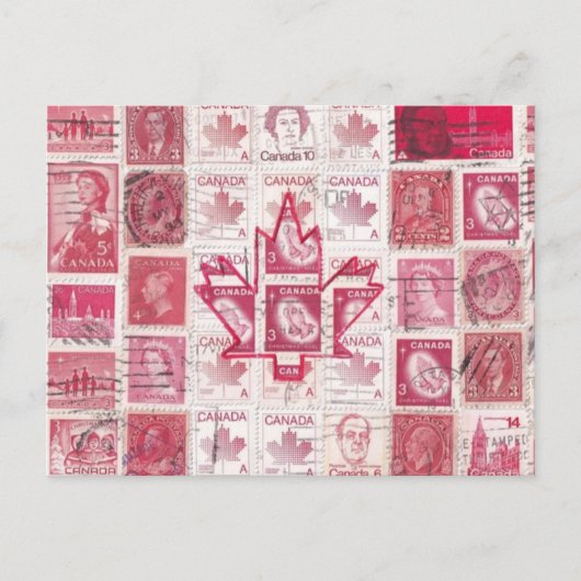Canadian Flag Briefkaart - Stamp Collage! (Voorkant)