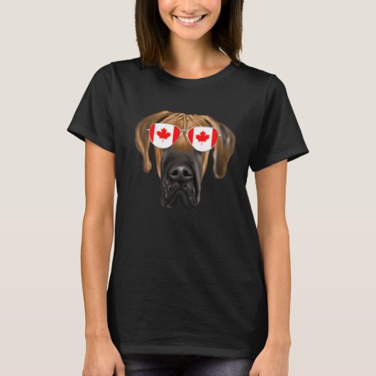 Canadian Flag Brown Great Dane Dog Canada Pocket T-shirt (Voorkant)