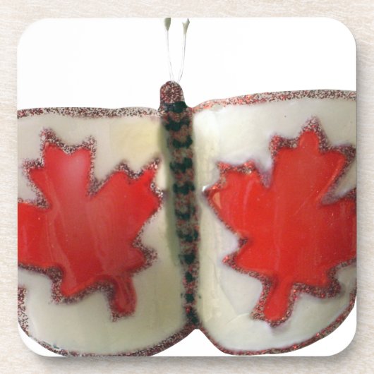 Canadian Flag Butterfly Design Bier Onderzetter (Voorkant)