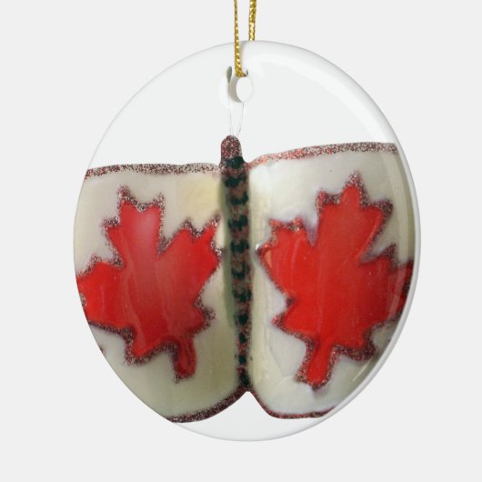 Canadian Flag Butterfly Design Keramisch Ornament (Links)