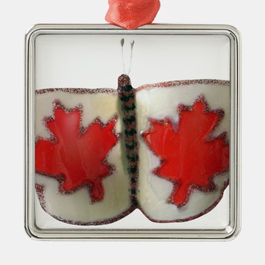 Canadian Flag Butterfly Design Metalen Ornament (Voorkant)
