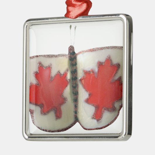 Canadian Flag Butterfly Design Metalen Ornament (Links)