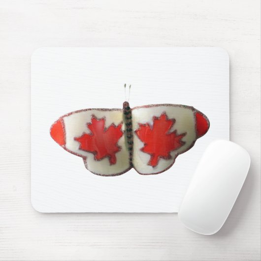 Canadian Flag Butterfly Design Muismat (Met muis)
