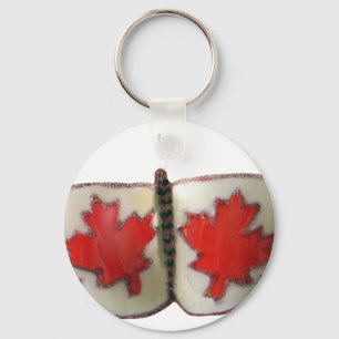 Canadian Flag Butterfly Design Sleutelhanger