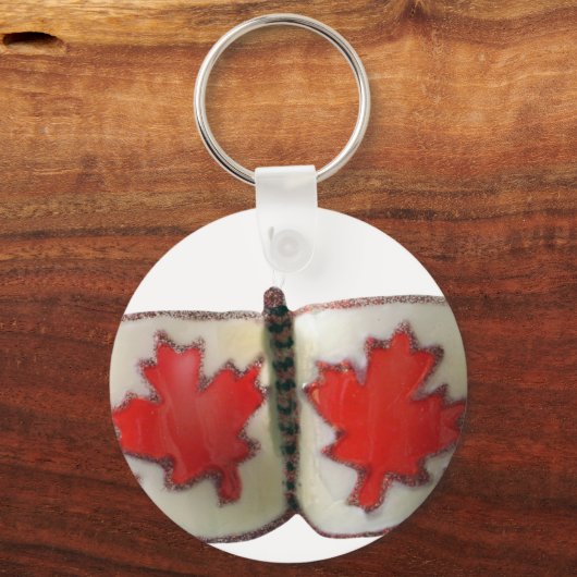 Canadian Flag Butterfly Design Sleutelhanger (Voorkant)