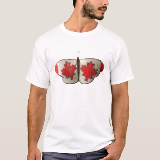 Canadian Flag Butterfly Design T-shirt (Voorkant)