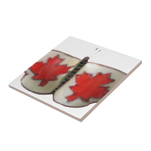 Canadian Flag Butterfly Design Tegeltje (Zijkant)