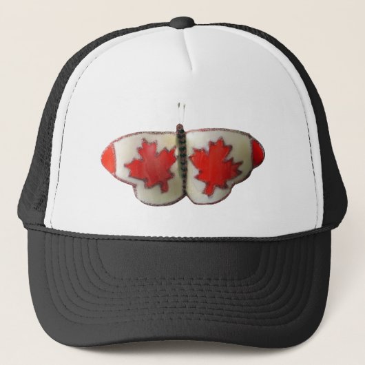Canadian Flag Butterfly Design Trucker Pet (Voorkant)