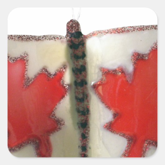 Canadian Flag Butterfly Design Vierkante Sticker (Voorkant)