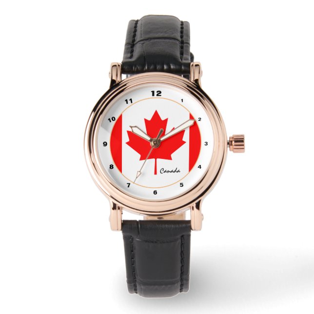 Canadian Flag, Canada trendy mode / design horloge (Voorkant)