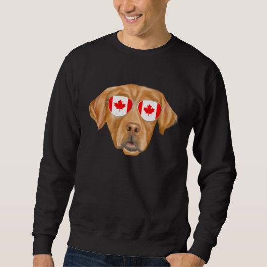 Canadian Flag Golden Retriever Dog Canada Pocket Trui (Voorkant)