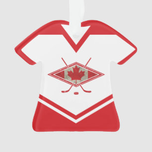Canadian Flag Hockey Logo, Naam & Nummer Jersey Ornament