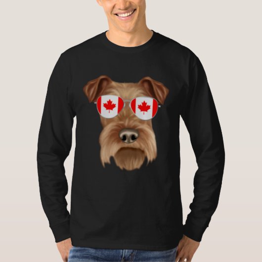 Canadian Flag Irish Terrier Dog Canada Pocket T-shirt (Voorkant)