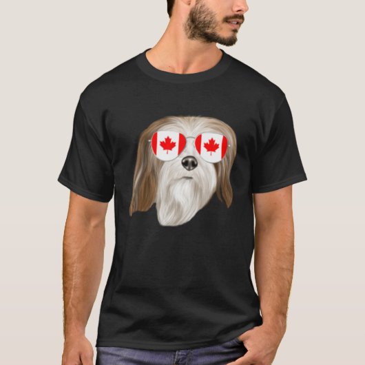 Canadian Flag Lhasa Apsos Dog Canada Pocket T-shirt (Voorkant)