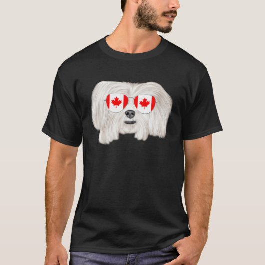Canadian Flag Maltese Dog Canada Pocket T-shirt (Voorkant)