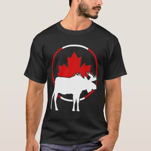 Canadian Flag Maple Leaf Moose Antlers Animal Cana T-shirt (Voorkant)