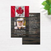 Canadian Flag Memorial Photo Funeral Prayer Kaart (Bureau)
