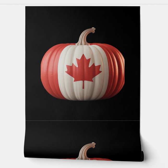 Canadian Flag Pumpkin Maple Leaf Thanksgiving Over Behang (Afrollen)