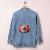 Canadian Flag Pumpkin Maple Leaf Thanksgiving Over Denim Jacket (Hangar)