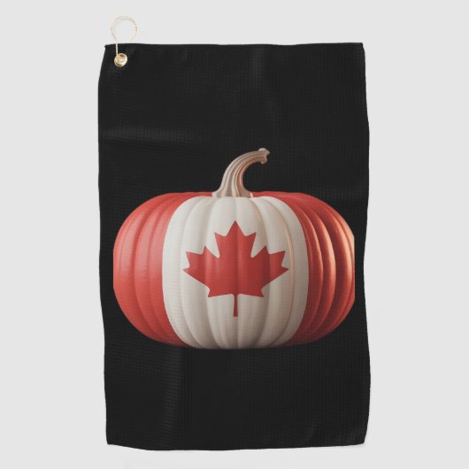 Canadian Flag Pumpkin Maple Leaf Thanksgiving Over Golfhanddoek (Voorkant)
