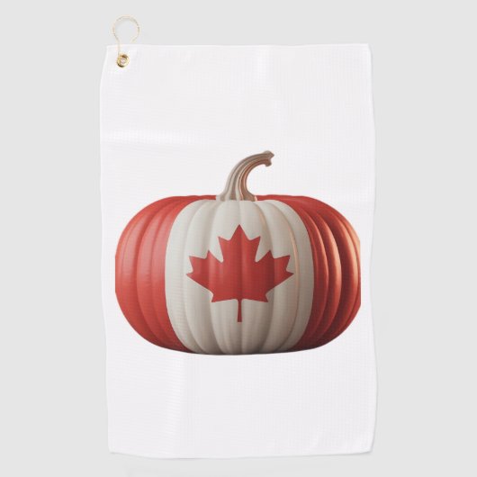 Canadian Flag Pumpkin Maple Leaf Thanksgiving Over Golfhanddoek (Voorkant)