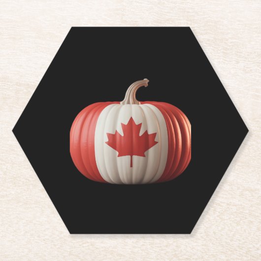 Canadian Flag Pumpkin Maple Leaf Thanksgiving Over Kartonnen Onderzetters (Voorkant)
