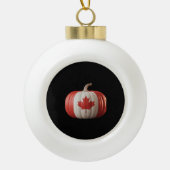 Canadian Flag Pumpkin Maple Leaf Thanksgiving Over Keramische Bal Ornament (Voorkant)