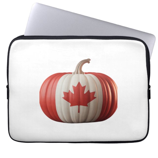 Canadian Flag Pumpkin Maple Leaf Thanksgiving Over Laptop Sleeve (Voorkant)