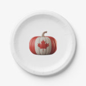 Canadian Flag Pumpkin Maple Leaf Thanksgiving Over Papieren Bordje (Voorkant)