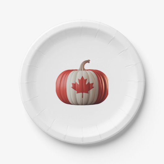 Canadian Flag Pumpkin Maple Leaf Thanksgiving Over Papieren Bordje (Voorkant)