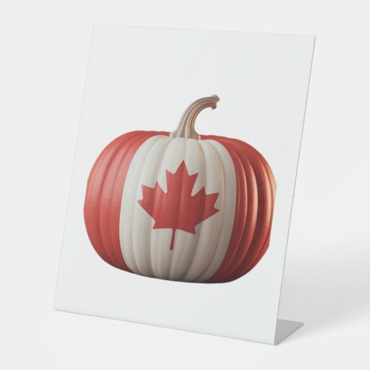Canadian Flag Pumpkin Maple Leaf Thanksgiving Over Reclamebord Met Voetstuk (Voorkant)