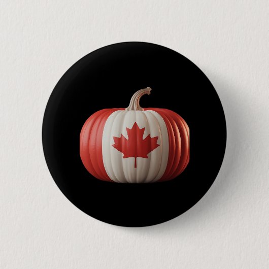 Canadian Flag Pumpkin Maple Leaf Thanksgiving Over Ronde Button 5,7 Cm (Voorkant)
