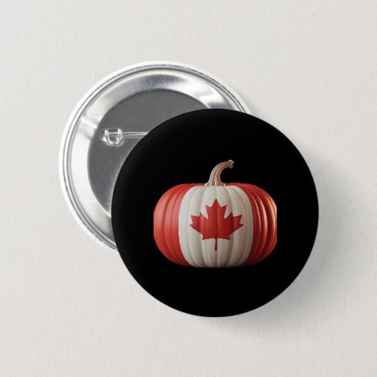 Canadian Flag Pumpkin Maple Leaf Thanksgiving Over Ronde Button 5,7 Cm (Voorkant /achterkant)