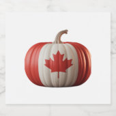 Canadian Flag Pumpkin Maple Leaf Thanksgiving Over Sparkling Wijnetiket (Enkel label)