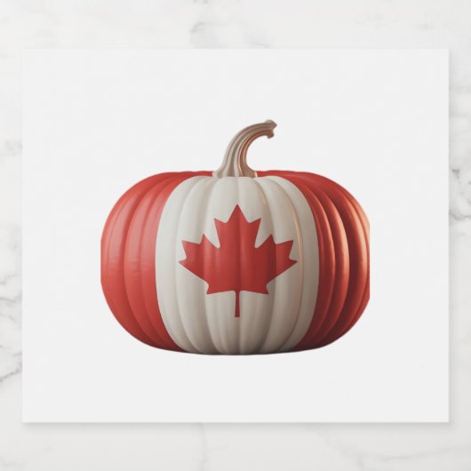Canadian Flag Pumpkin Maple Leaf Thanksgiving Over Sparkling Wijnetiket (Enkel label)