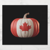 Canadian Flag Pumpkin Maple Leaf Thanksgiving Over Sparkling Wijnetiket (Enkel label)
