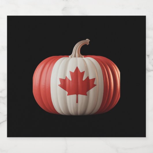 Canadian Flag Pumpkin Maple Leaf Thanksgiving Over Sparkling Wijnetiket (Enkel label)