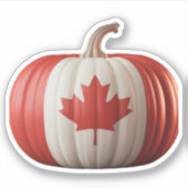 Canadian Flag Pumpkin Maple Leaf Thanksgiving Over Sticker (Voorkant)