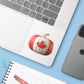 Canadian Flag Pumpkin Maple Leaf Thanksgiving Over Sticker (Laptop met iPhone)