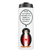 Canadian Flag Talking Ms. Penguin Personalize Text Thermosbeker (Voorkant)