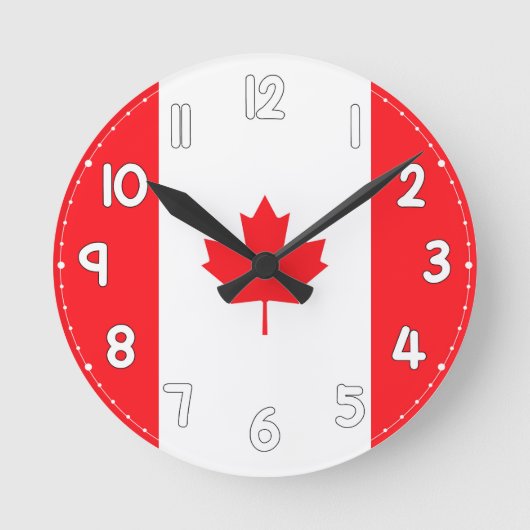 Canadian Flag Wall Clock - Flag of Canada Ronde Klok (Voorkant)