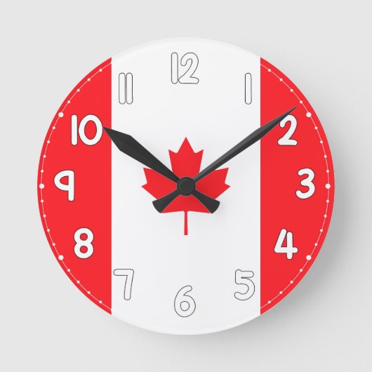 Canadian Flag Wall Clock - Flag of Canada Ronde Klok (Voorkant)