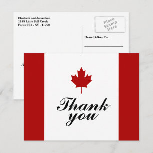 Canadian Flag Wedding Thank You Aankondigingskaart