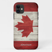 Canadian flag with customizable wooden background Case-Mate iPhone case (Achterkant)