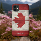 Canadian flag with customizable wooden background Case-Mate iPhone case