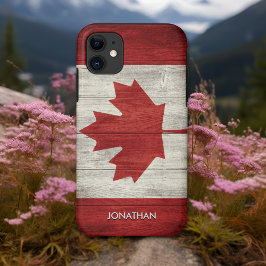 Canadian flag with customizable wooden background Case-Mate iPhone case