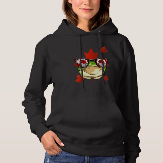 Canadian Frog Maple Tree Leaf Canada Flag Animal F Hoodie (Voorkant)